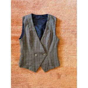 Vintage Wool Houndstooth Vest Lined Double Breasted Size S/M